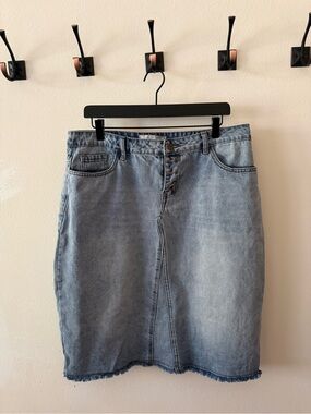Main Street Exchange Light Wash Denim Button-Front Skirt